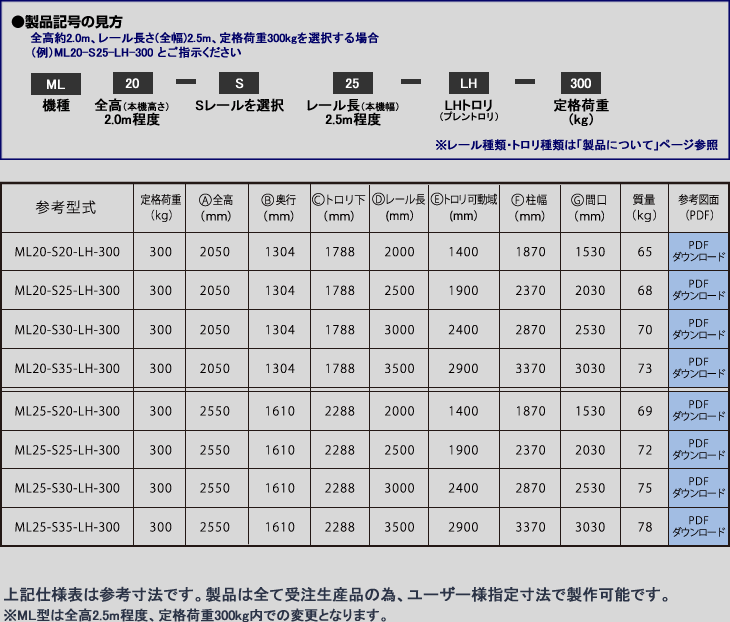 セール 江崎 アルミ合金製門型クレーンSL型 省スペースタイプ 定格荷重1000kg SL30-SS40-LF-1000 1台  314-9760 